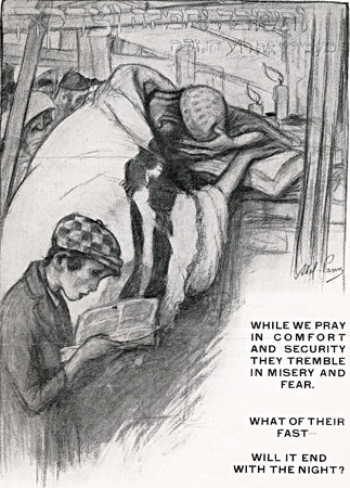 Funding campaigns, especially those of the Central Committee, were often tied to the Jewish calendar, such as this Yom Kippur appeal of 1917. <em>Abel Pann; AR 14-18, File 29</em>.
