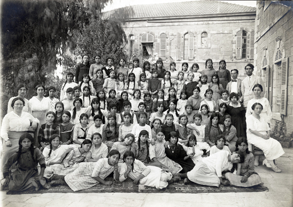 The Shoshana Lace and Embroidery School in Jerusalem was one of many JDC-supported ateliers and schools operating after the war, to provide employable skills to previously uneducated young women. Palestine, c. 1921, <em>NY_00112</em>.
