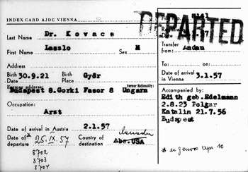 Hungarian Refugee Registration Card, 1956-1957