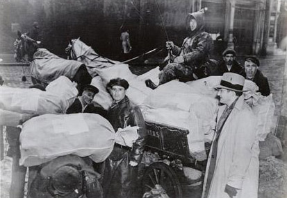 Horse driven wagon loaded with goods prior to their shipment to specific areas in occupied Europe. Istanbul, Turkey 1944