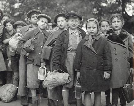 Polish Jewish children, many of whom are orphaned, en route to safety in American Zones of Austria and Germany. Prague, Czechoslovakia. c. 1946.